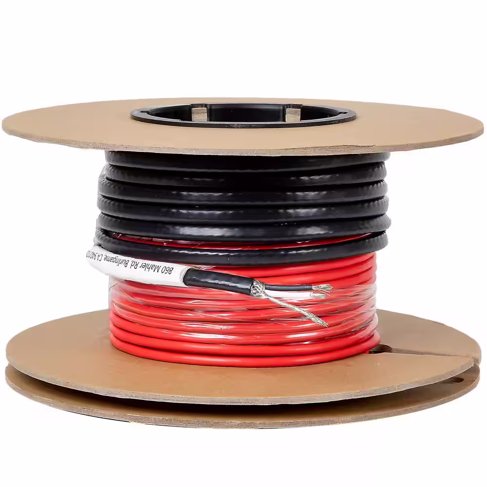 Dr Infrared Heater Electric Radiant Floor Heating Cable Kit with Wi-Fi Thermostat, 396 ft., Covers 120 sq.ft. / 240-Volt, Red and Black