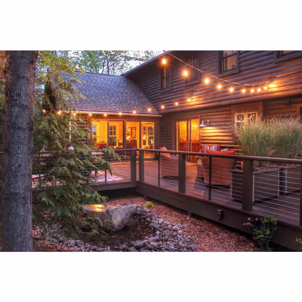 Bulbrite Outdoor/Indoor 30 ft. Plug-In Edison Bulb S14 Incandescent Vintage Style Black String Light 12 Sockets- Bulbs Included