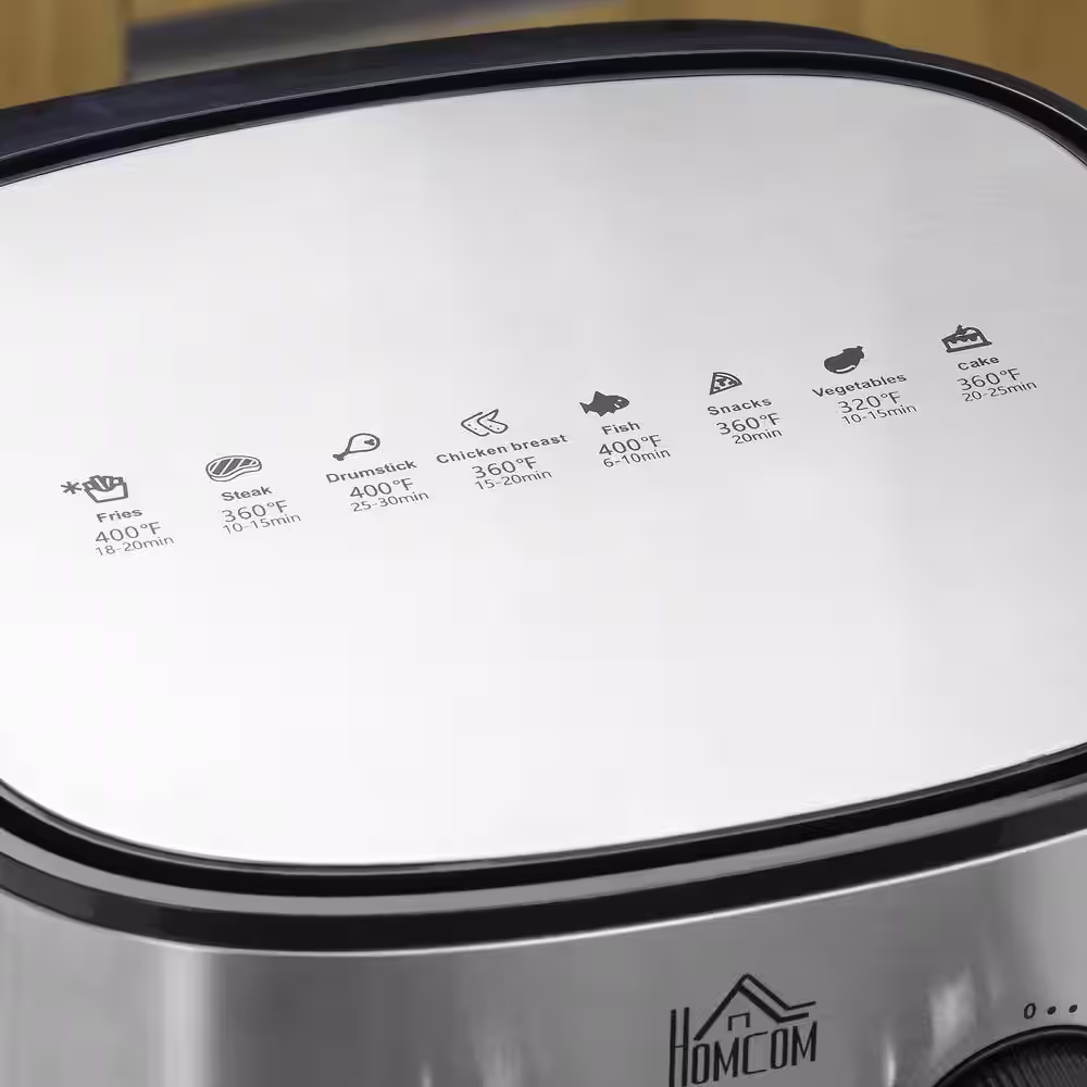 HOMCOM 1700-Watt 6.9 qt. Black Air Fryers Oven with 360Â° Air Circulation, Adjustable Temperature, Timer and Nonstick Basket