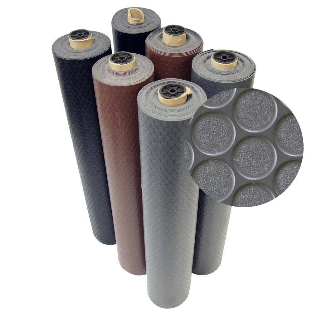 Rubber-Cal Coin Grip 4 ft. x 5 ft. Black Commercial Grade PVC Flooring
