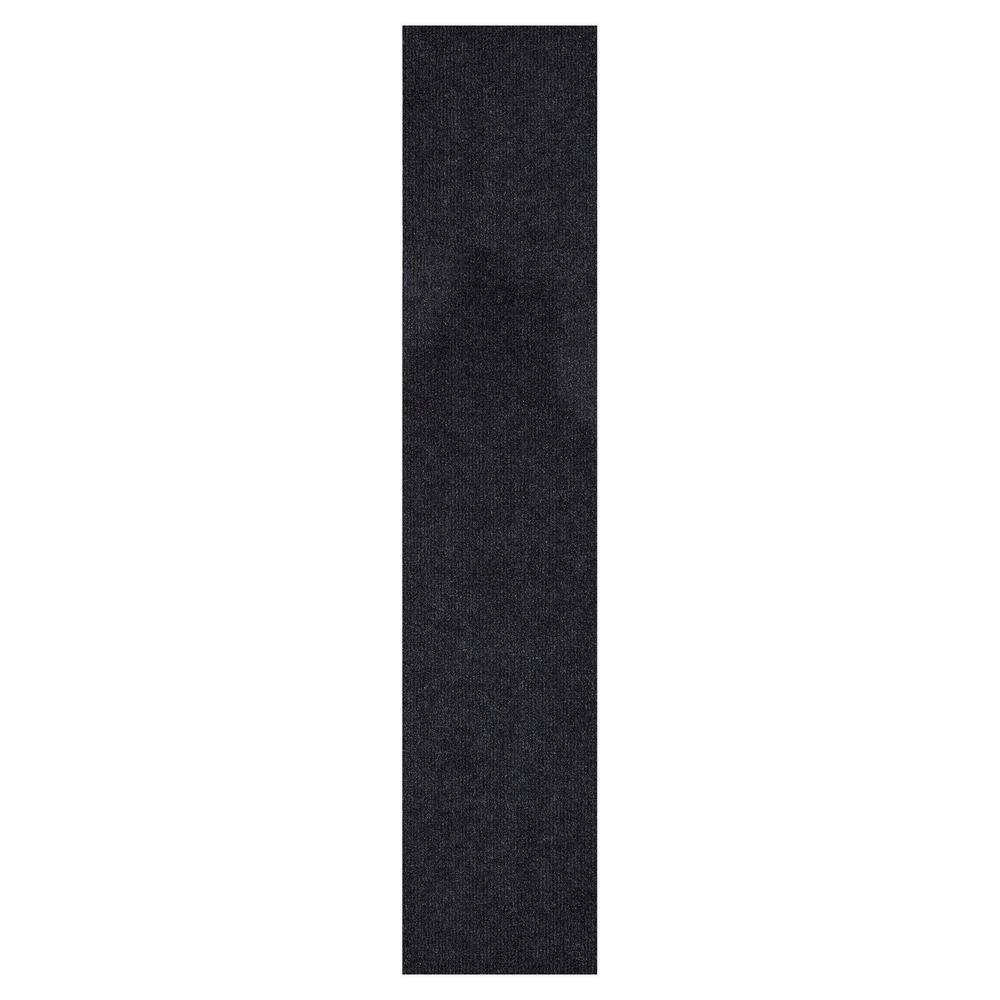 Ottomanson Waterproof Non-Slip Rubberback Solid 4X28 Indoor/Outdoor Runner Rug, 4 ft. x 28 ft.,Black, Polyester Garage Flooring