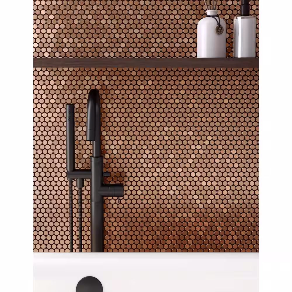 None Penny DC Dark Copper 11.97 in. x 12 in. x 0.2 in. x Metal Peel and Stick Tile (5.98 sq. ft./case)
