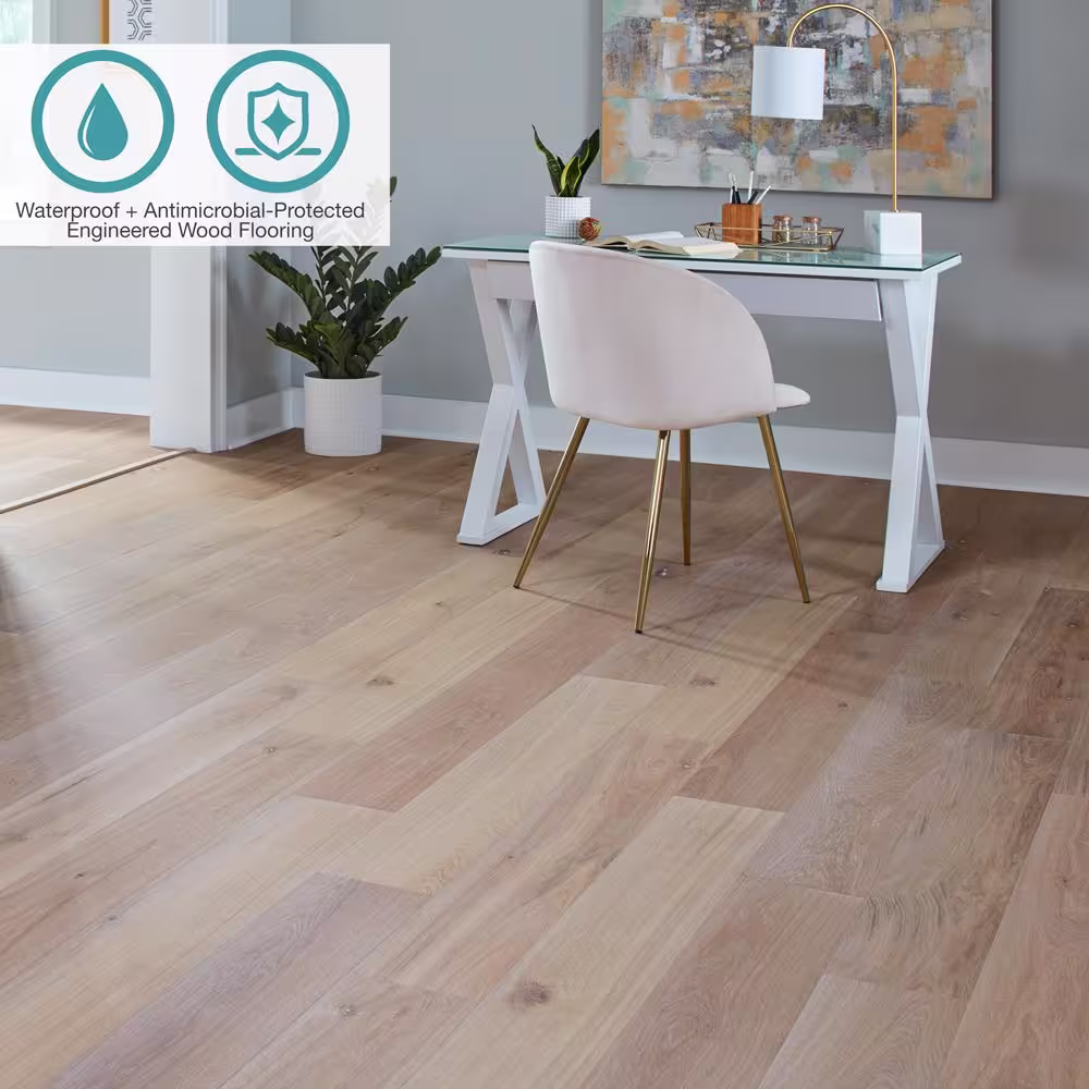 Pergo Defense+ Beachwood Park Oak 3/8 in. T x 7.5 in. W Waterproof Engineered Hardwood Flooring (1104.3 sq.ft/pallet)