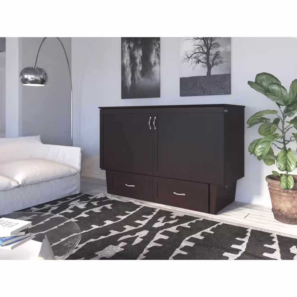 AFI Monroe Espresso Queen Murphy Bed Chest with Charging Station