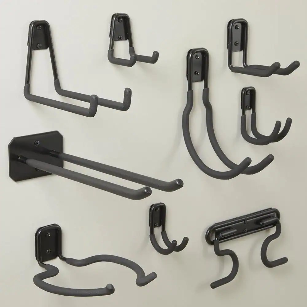 Husky 50 lbs. Heavy-Duty Wall-Mounted Black Steel Cooler Hook with Mounting Hardware