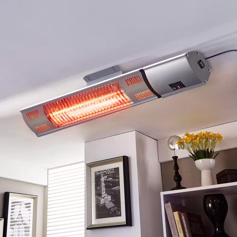 None 1500-Watt Super Quiet Wall-Mounted Sliver Electric Heaters with Remote Control